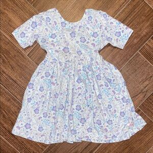 Ruffle Butts Kids Dress with Purple and White Floral Pattern